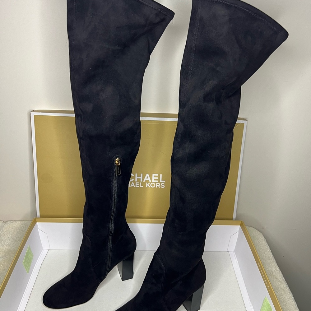 Michael Kors Black Over-the-Knee Suede Boots